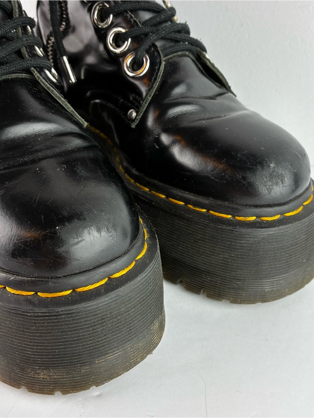 Dr. Martens Jadon Max Platform Black Patent Leather Boots - Picture 3 of 7